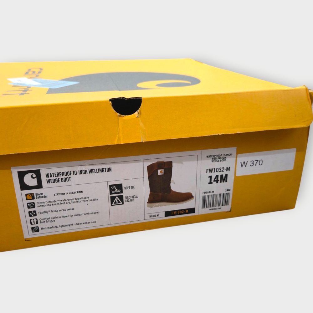 Carhartt Square Soft Toe 11” Wellington Boot FW1032-M Mens Sz 14 New In Box - Picture 5 of 11